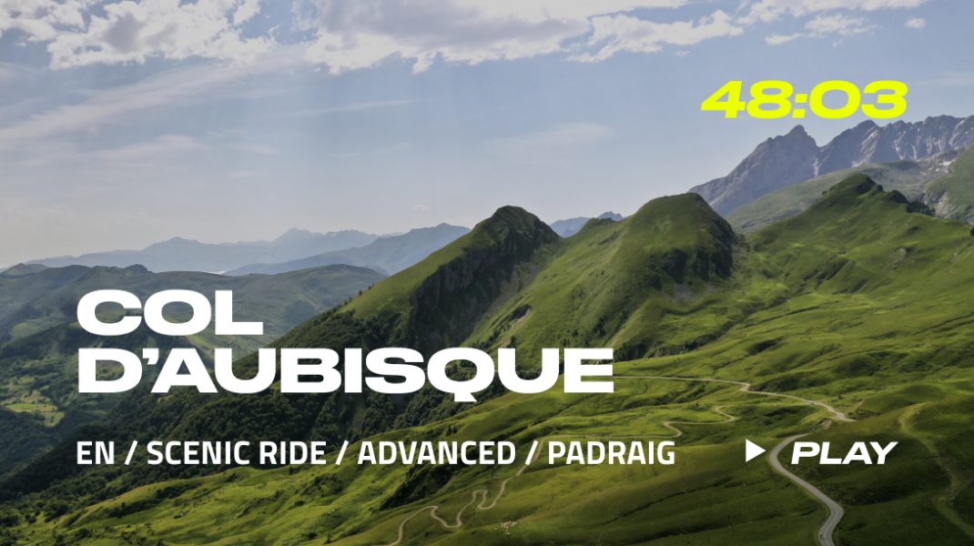 An example of a workout screen (Col d'Aubisque) in the CycleMasters app