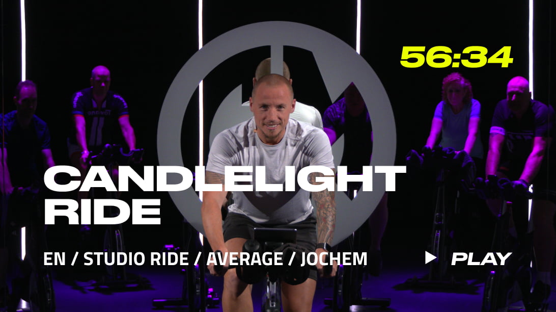 An example of a candlelight ride workout screen in the CycleMasters app 