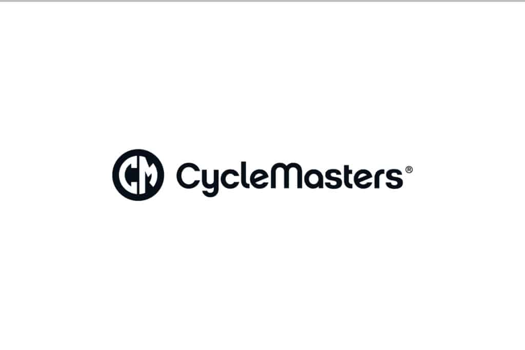 Logo of cyclemasters featuring a stylized 'cm' icon next to the brand name in black font on a white background.